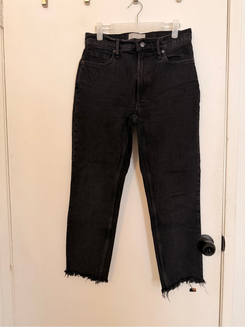 Everlane Black Raw-Hem Straight Jeans